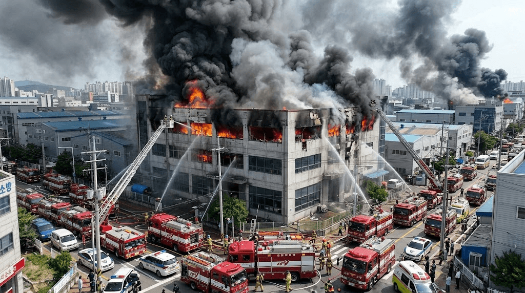 Inferno at South Korean Factory Leaves 5 Firefighters and 2 Workers Injured in Bucheon