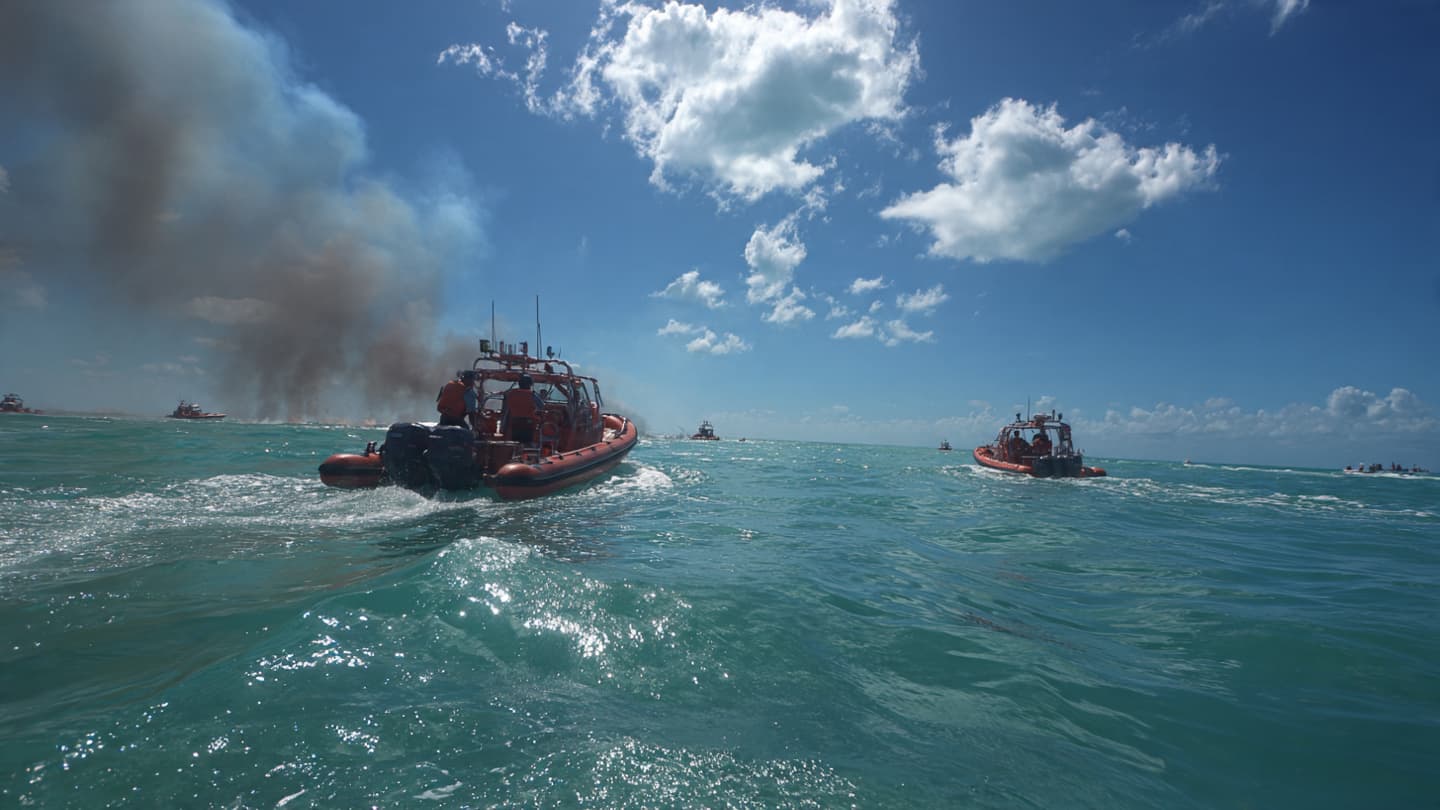 Calm Waters Turned Suddenly Into a Scene of Smoke and Sirens