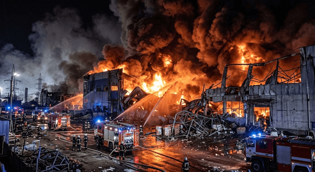 Russian Air Strike Hits Odesa Supermarket Warehouses, Igniting Massive Inferno