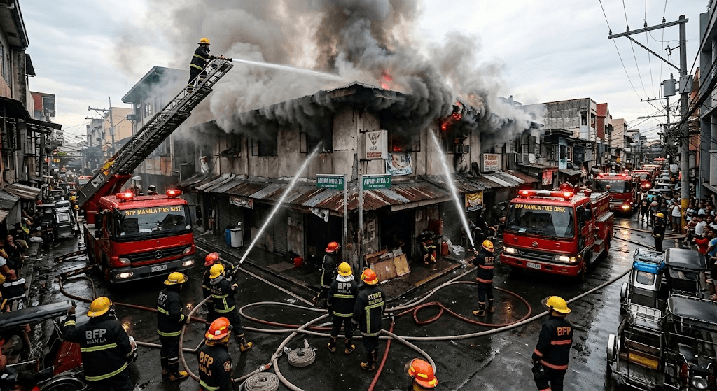 Blaze Hits Antonio Rivera Street: 1st Alarm Raised in Sta. Cruz, Manila