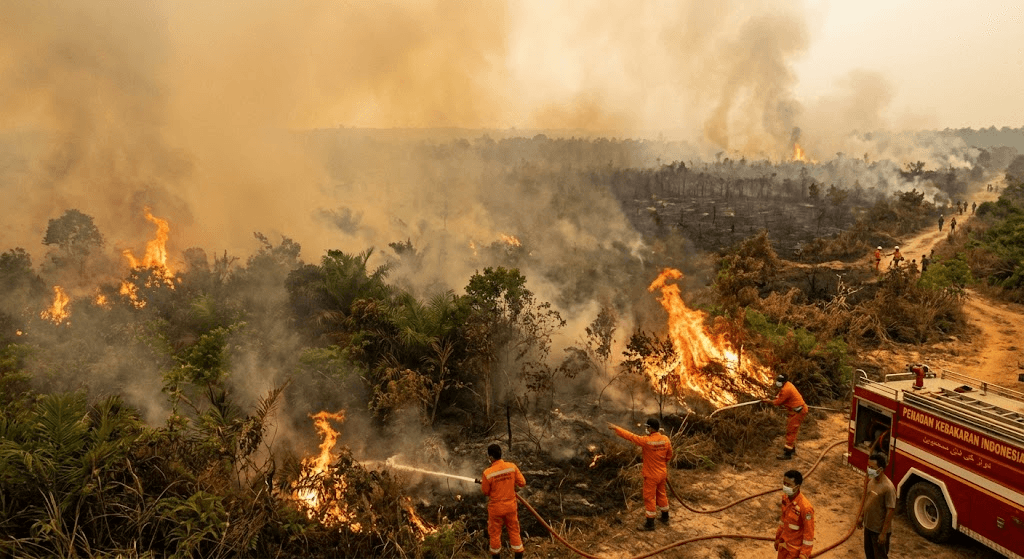 Choked in Smoke: Wildfires Rage Across South Sumatra as Indonesia Battles Blazing Forests