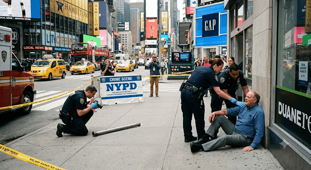 Elderly Man Brutally Beaten with Pipe Near Times Square in Shocking Morning Attack