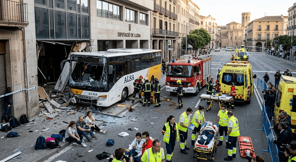 Horror in Spain: 4 Fighting for Life, 42 Injured After Bus Crashes into Building
