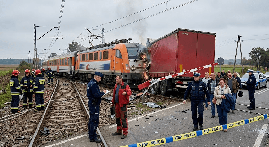 Train Collides with Truck at Railway Crossing in Poland, Causing Severe Transit Disruption