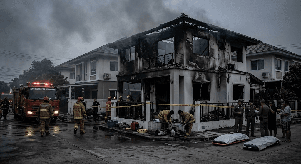 Tragedy in Nonthaburi: 2 People and Dozens of Cats Dead in Devastating House Fire