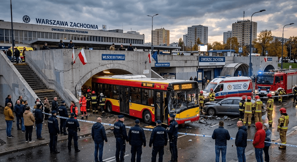 Commuter Terror in Poland: 6 Injured After Public Bus Slams Into Warsaw West Underpass