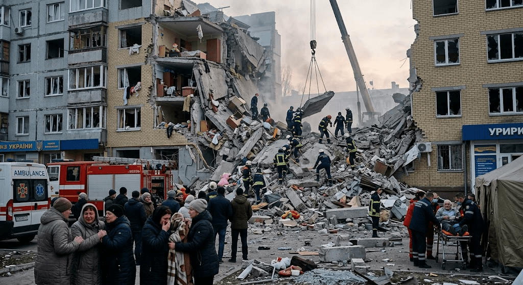 Russian Strike on Pryluky Kills at Least 9, Including 3 Children; More Than 20 Injured