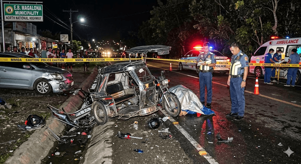Tragedy on the Road: 1 Dead, 1 Injured After Car Slams Into Tricycle in Negros Town
