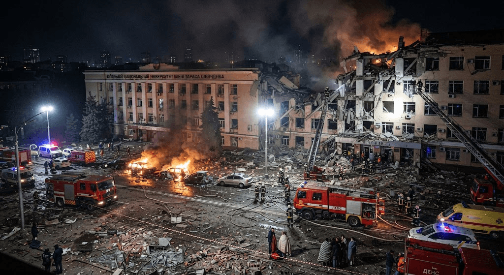 Deadly Strike on Kyiv: Russian Ballistic Missile Hits University Building, Killing 1 and Injuring Dozen