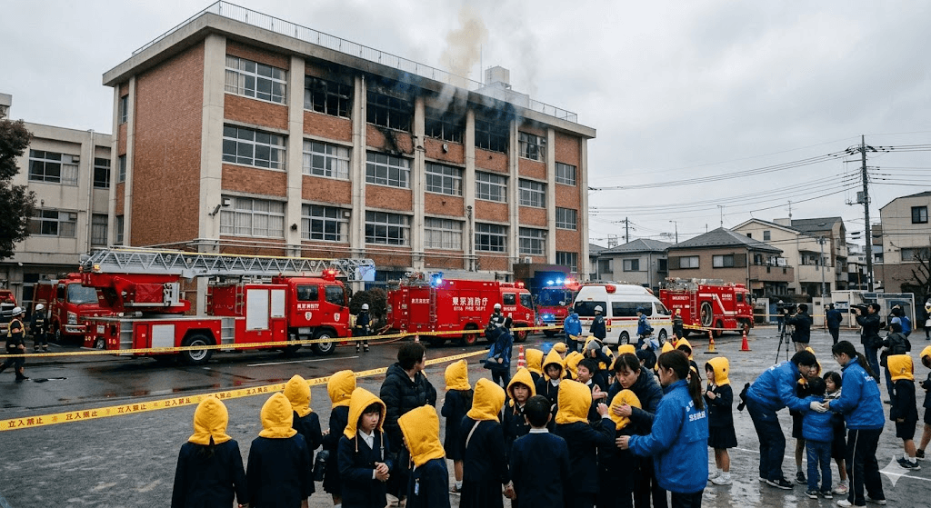Tokyo School Fire: 10 Injured and 300 Evacuated as Flames Break Out During Classes