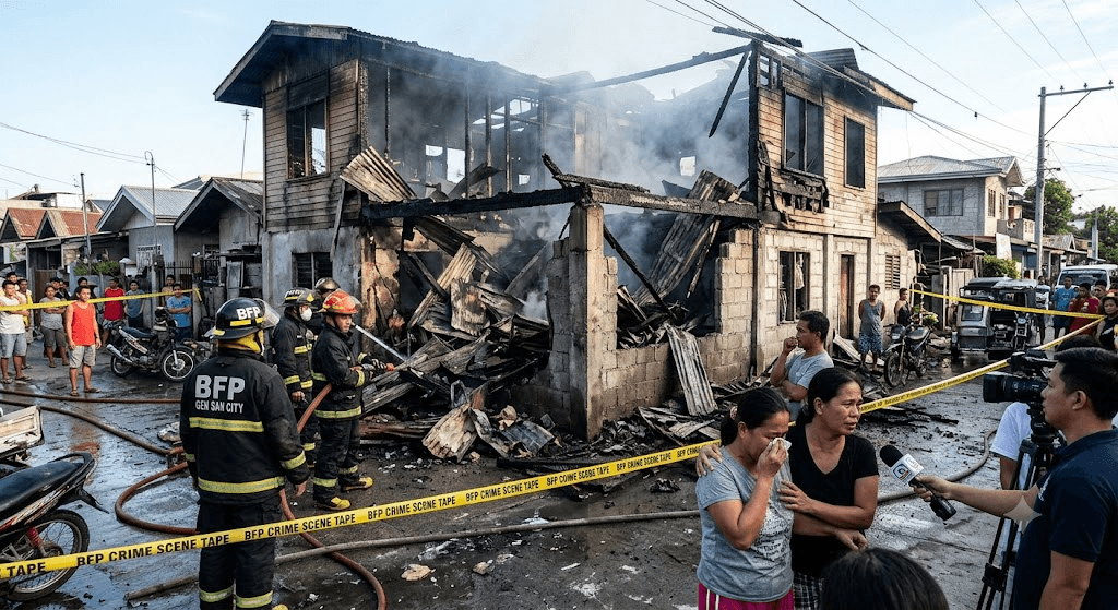 Trapped Inside: Purok Official Fatally Caught in Raging General Santos City House Fire