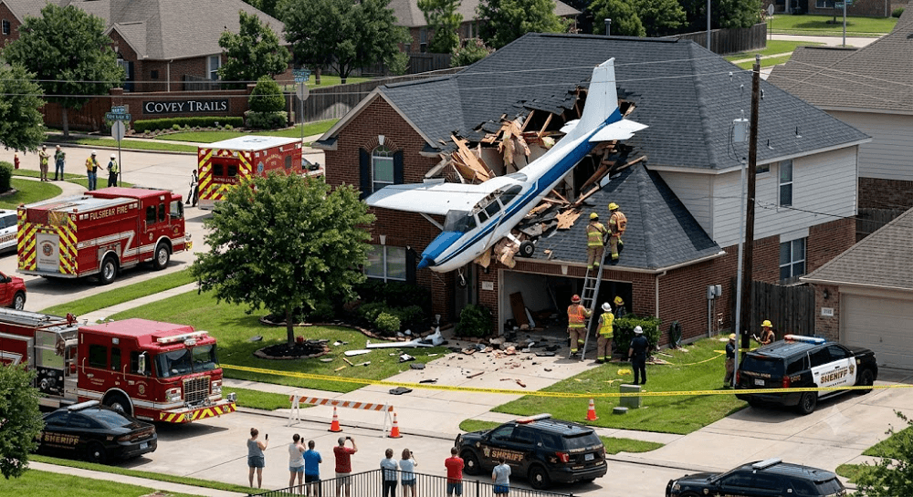 Houston Aviation Crisis: Small Plane Crashes Into Roof of Suburban Home During Landing