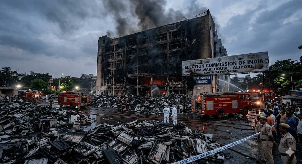 Inferno in Alipore: 4,000 Voting Machines Destroyed in Devastating Government Building Fire