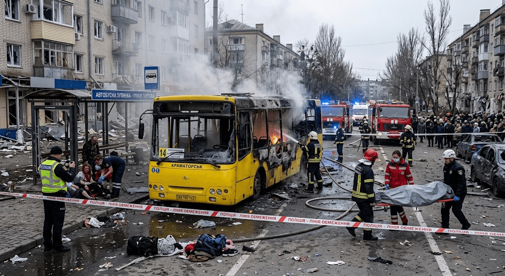Tragedy in Donetsk: At Least 12 Killed as Russian Strike Hits Kramatorsk Bus