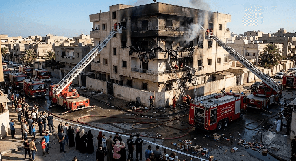 Chaos in Tripoli: Celebratory Fireworks Spark Infernal Blaze, Destroying 4 Apartments