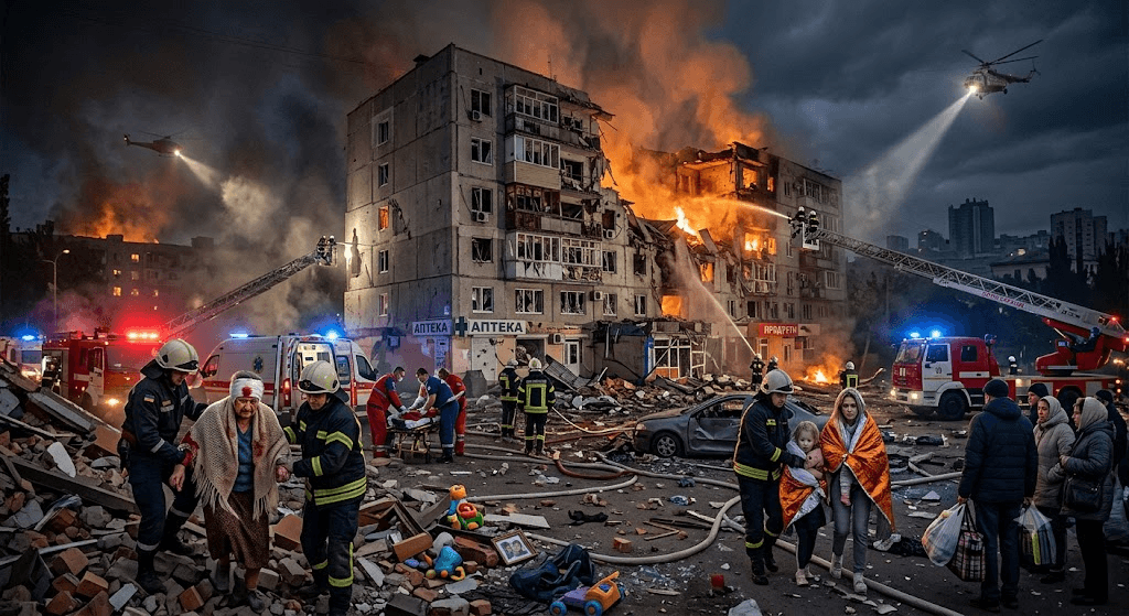 Overnight Terror in Odesa: Russian Missile Strike Hits Residential Homes, Injuring at Least 8