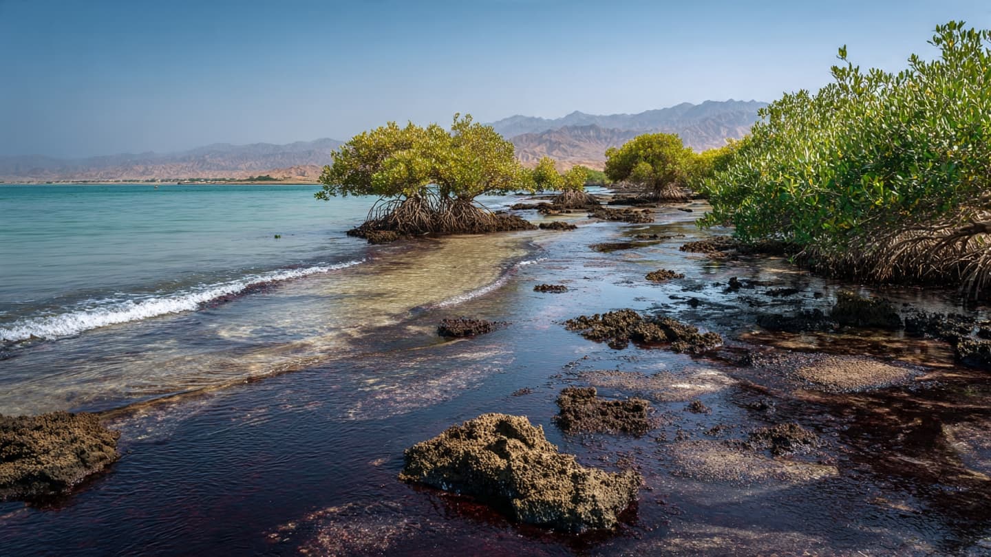 Beneath the Persian Gulf Sun, Qeshm’s Mangroves Face an Oil Slick Moving Slowly Toward Fragile Coastal Habitats