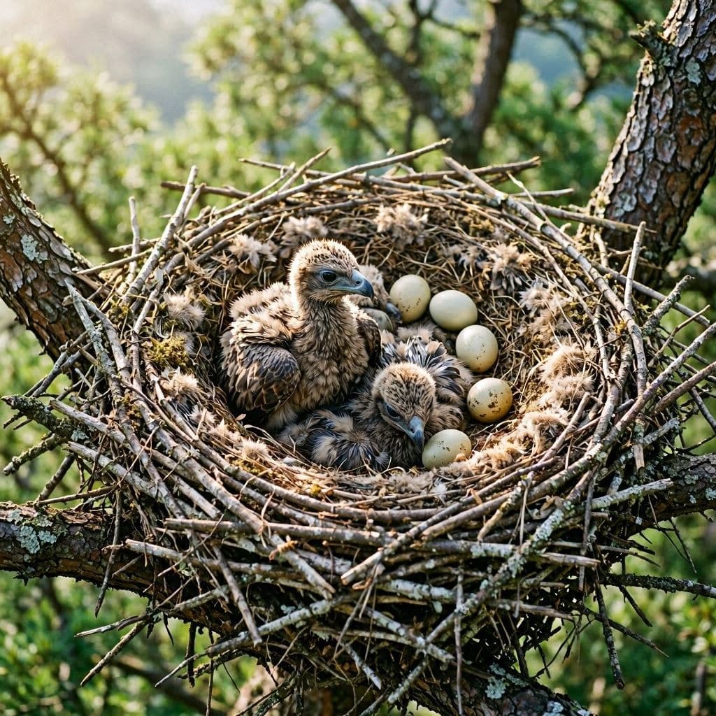 An Unexpected Truce: Eagle Tolerates Goose Eggs in Nest