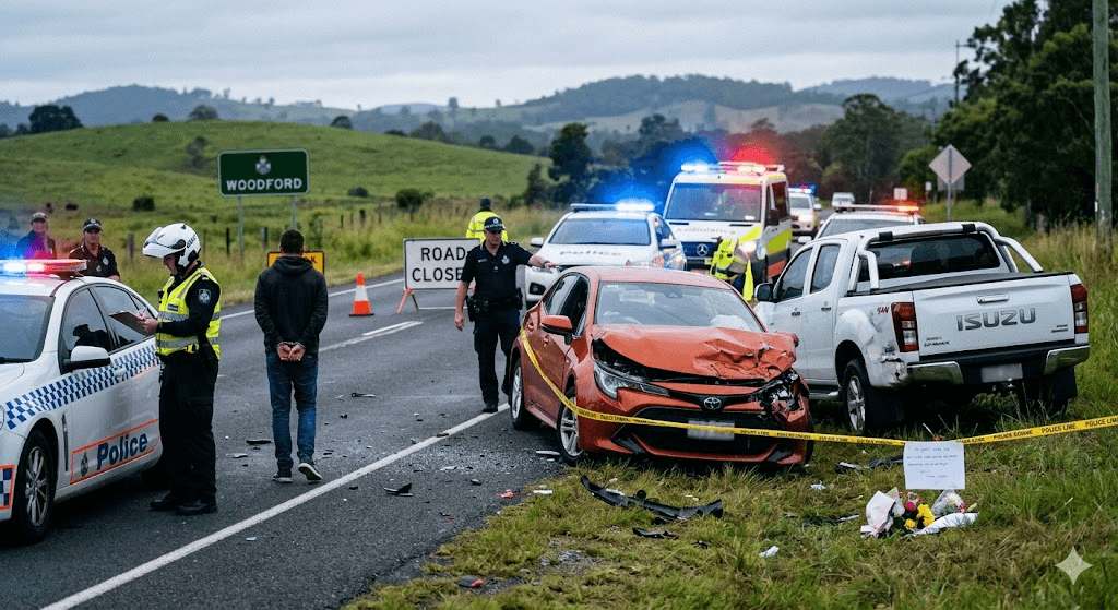 Tragedy in Woodford: Woman Killed After Collision With Stolen Ute; Driver in Custody