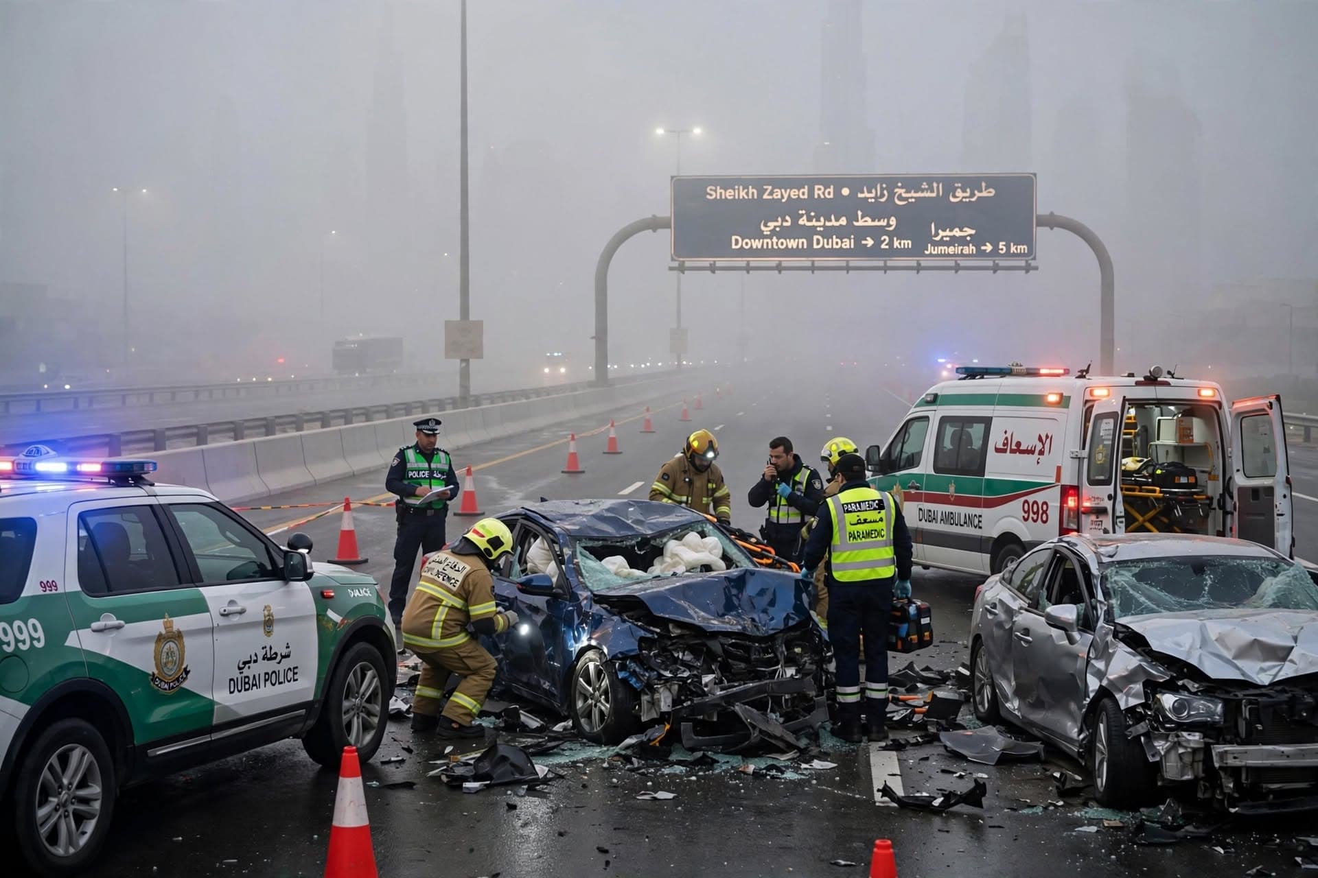 Low Visibility Transit Hazard: Five Hospitalized Following Major Highway Collision Along Sheikh Zayed Road