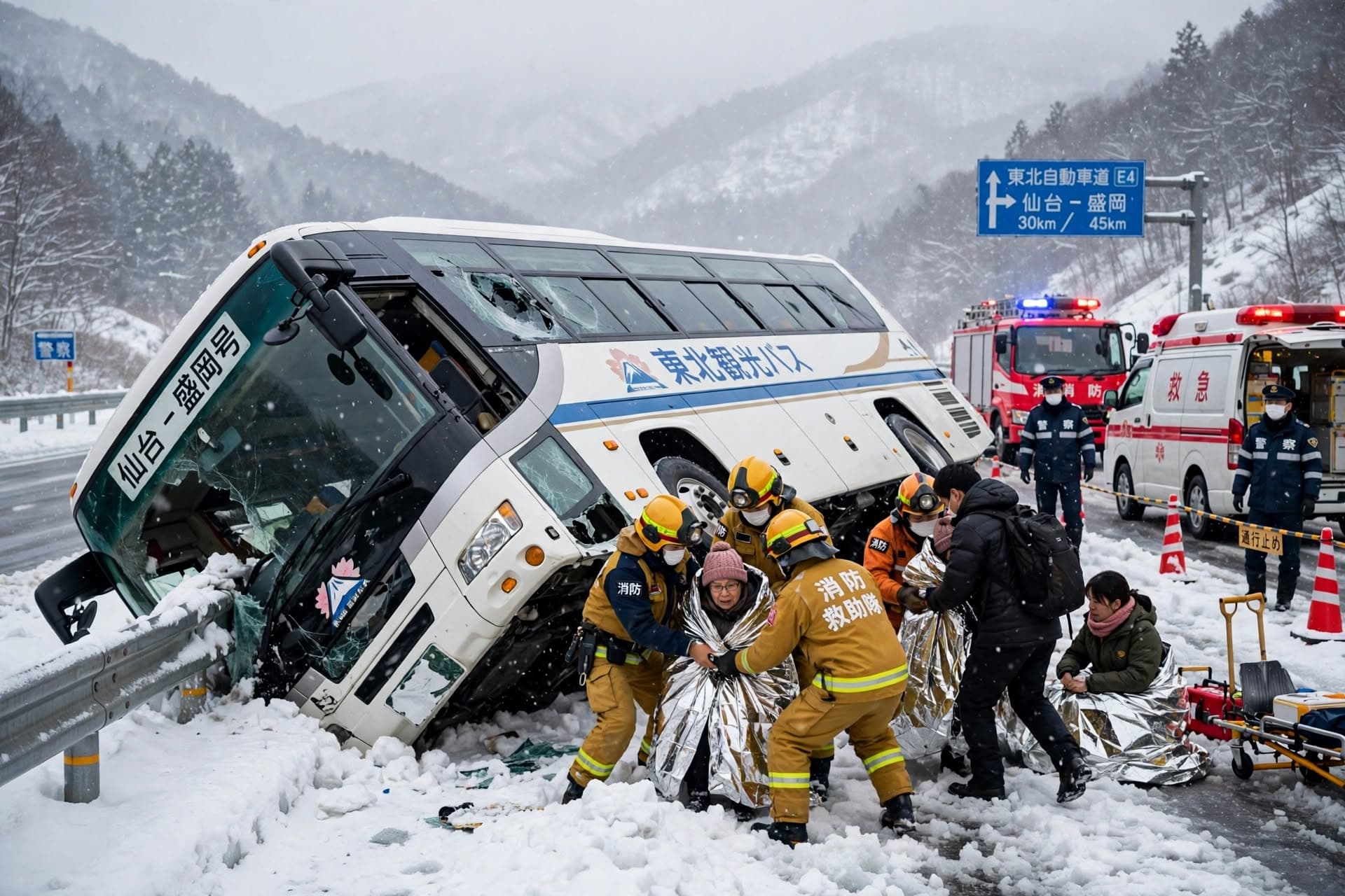 Japan Tour Bus Accident On Snow Covered Route Leaves Dozens Hurt, Highway Closed, Authorities Blame Black Ice