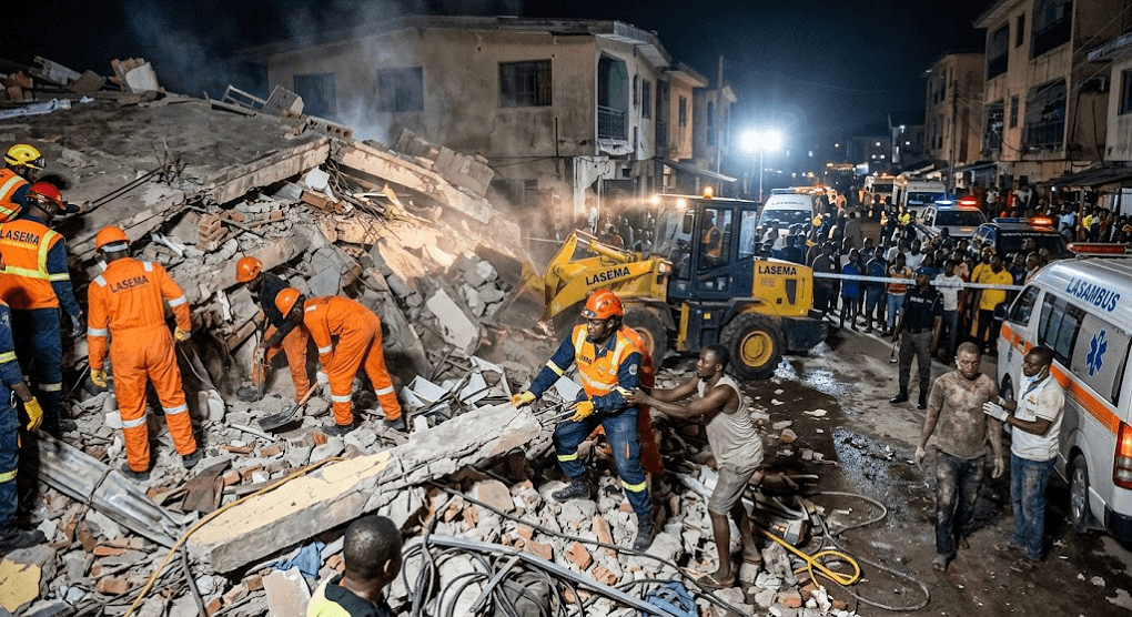 Tragedy in Lagos: 1 Dead, 2 Rescued After Building Collapses