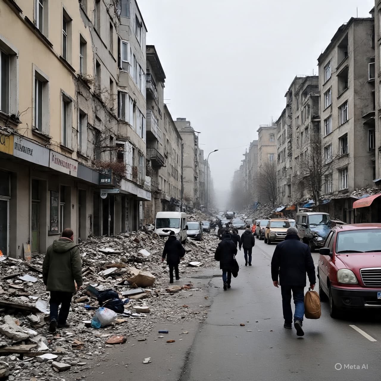 “Echoes Through Broken Streets: Life Under New Flags.”