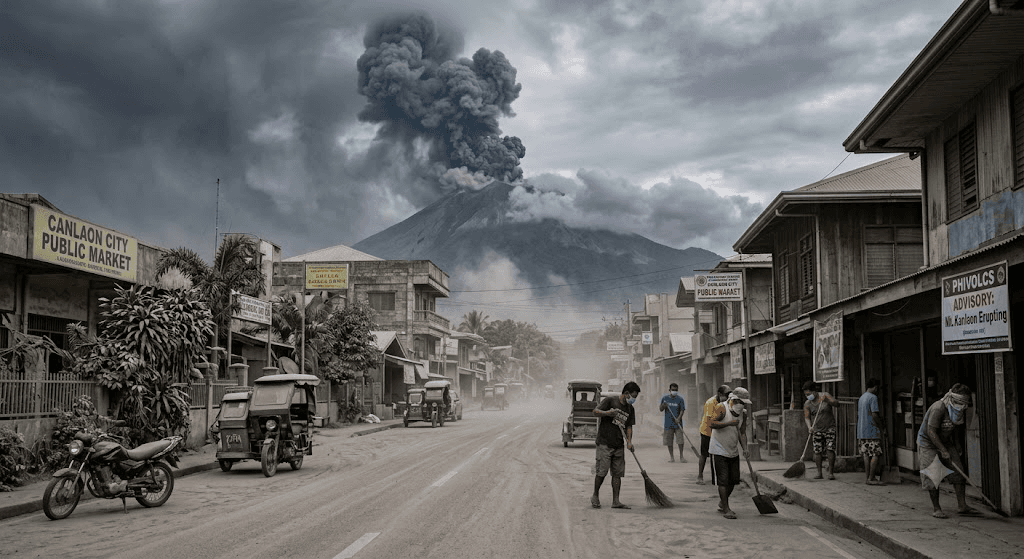Volcanic Alert: Kanlaon Erupts with Moderate Explosion, Blanketing Canlaon City in Ash