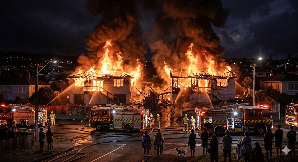 Inferno in Titahi Bay: Massive Blaze Engulfs Two Porirua Homes