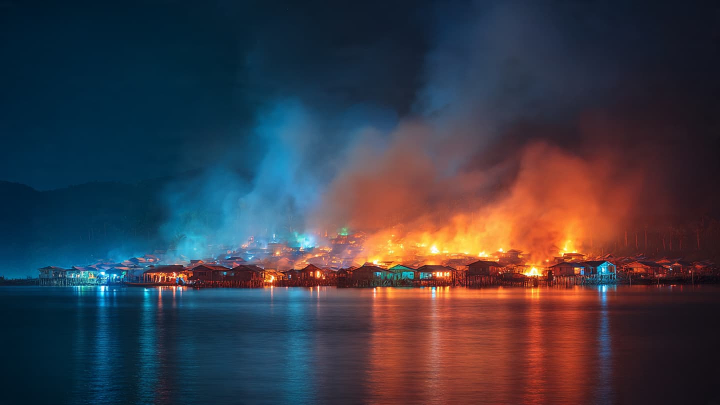 Beneath the Burning Sky of Kampung Bahagia, Thousands Searched for Tomorrow