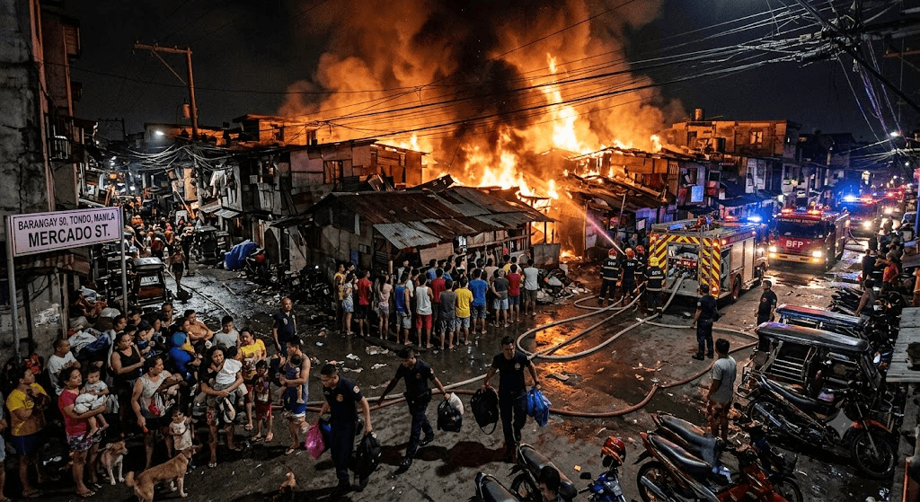Blaze in Tondo: Midnight Inferno Consumes Residential Block on Mercado Street
