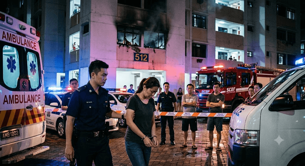 From Hospital to Handcuffs: Woman Arrested for Setting Sembawang HDB Flat Ablaze