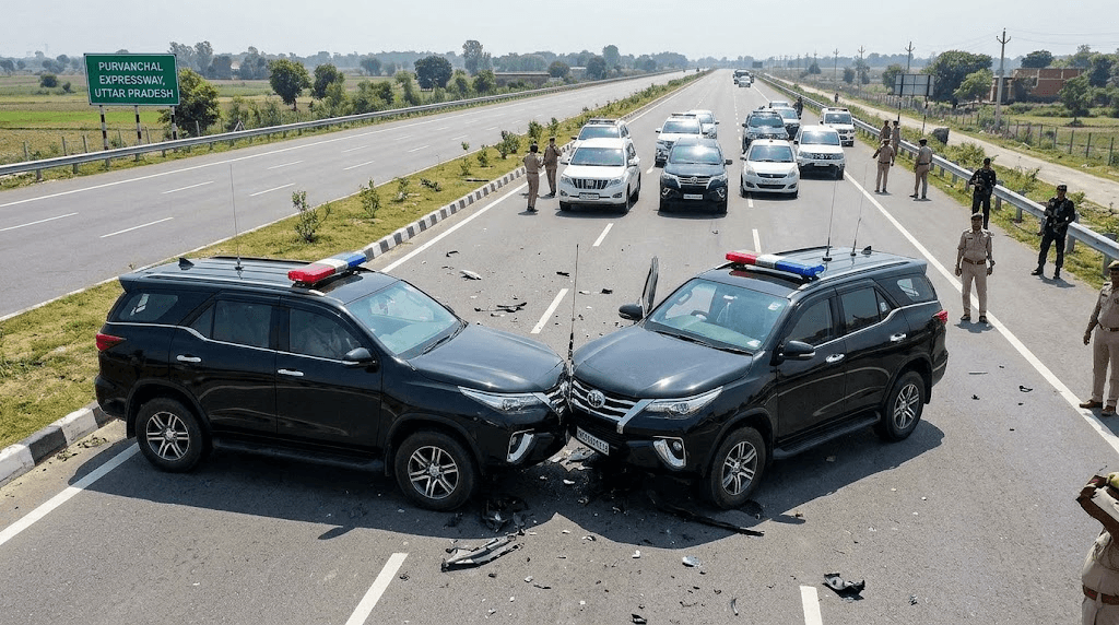 Expressway Crash: Multiple Injured as Rahul Gandhi’s Convoy Vehicles Collide in UP