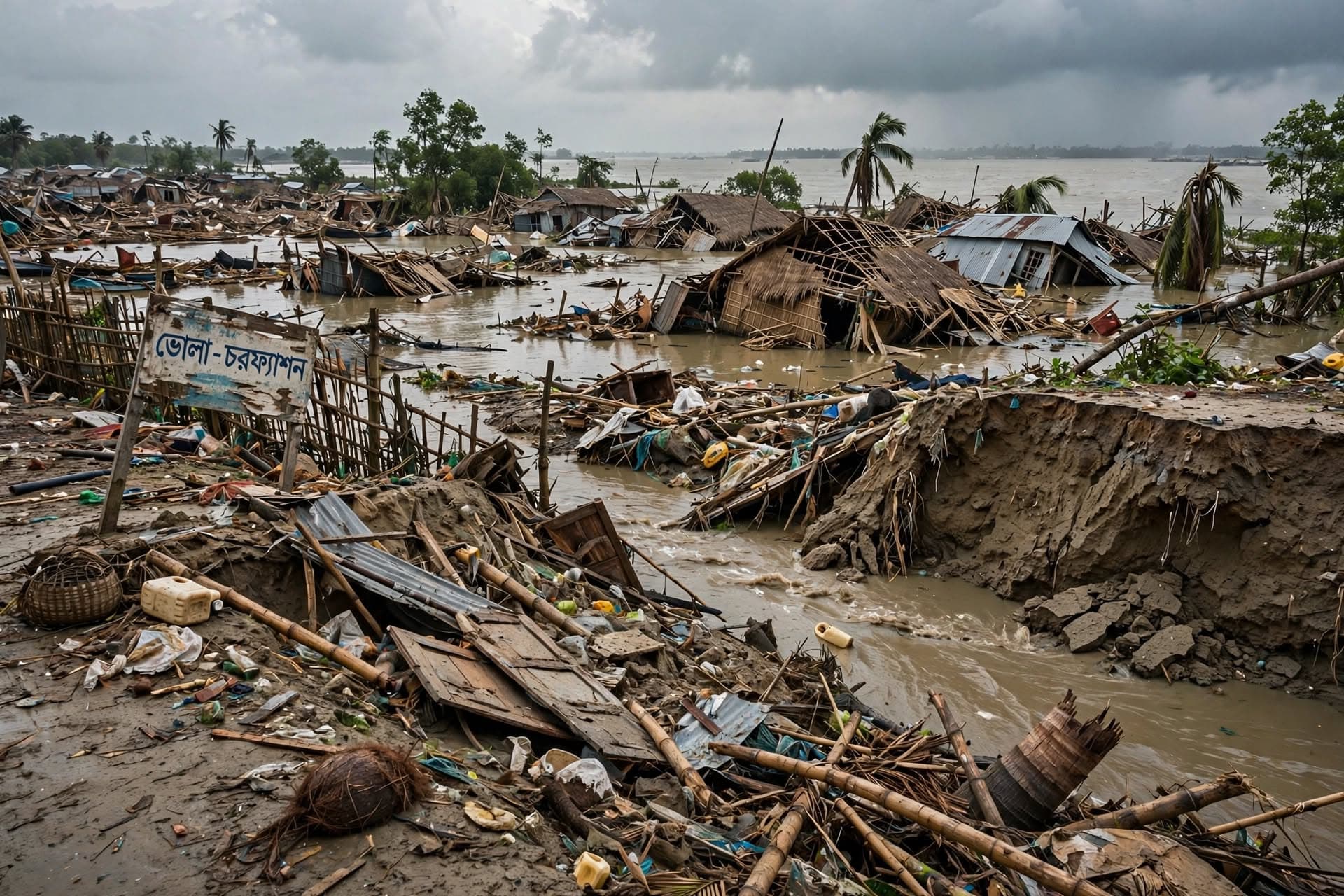Tidal Surge Floods Low Lying Islands, Sweeping Dwellings To Sea, Displacing Families Across Delta Coast