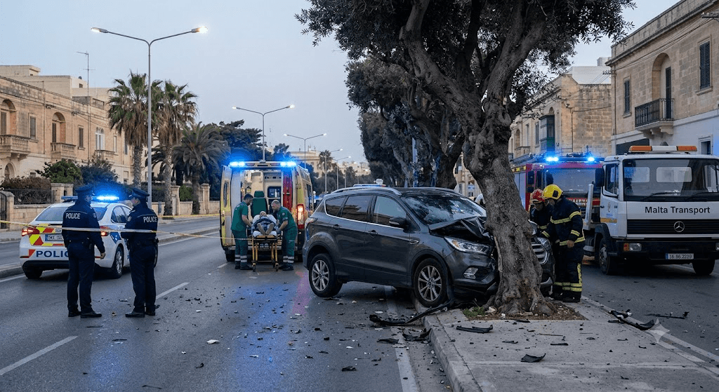 Morning Horror in Malta: 36-Year-Old Driver Fighting for Life After Violent Tree Collision