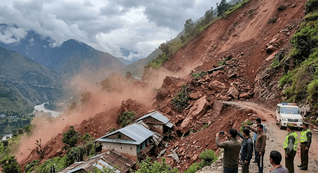 Caught on Camera: Massive Landslide Obliterates Hillside in Uttarakhand’s Maundruha Village