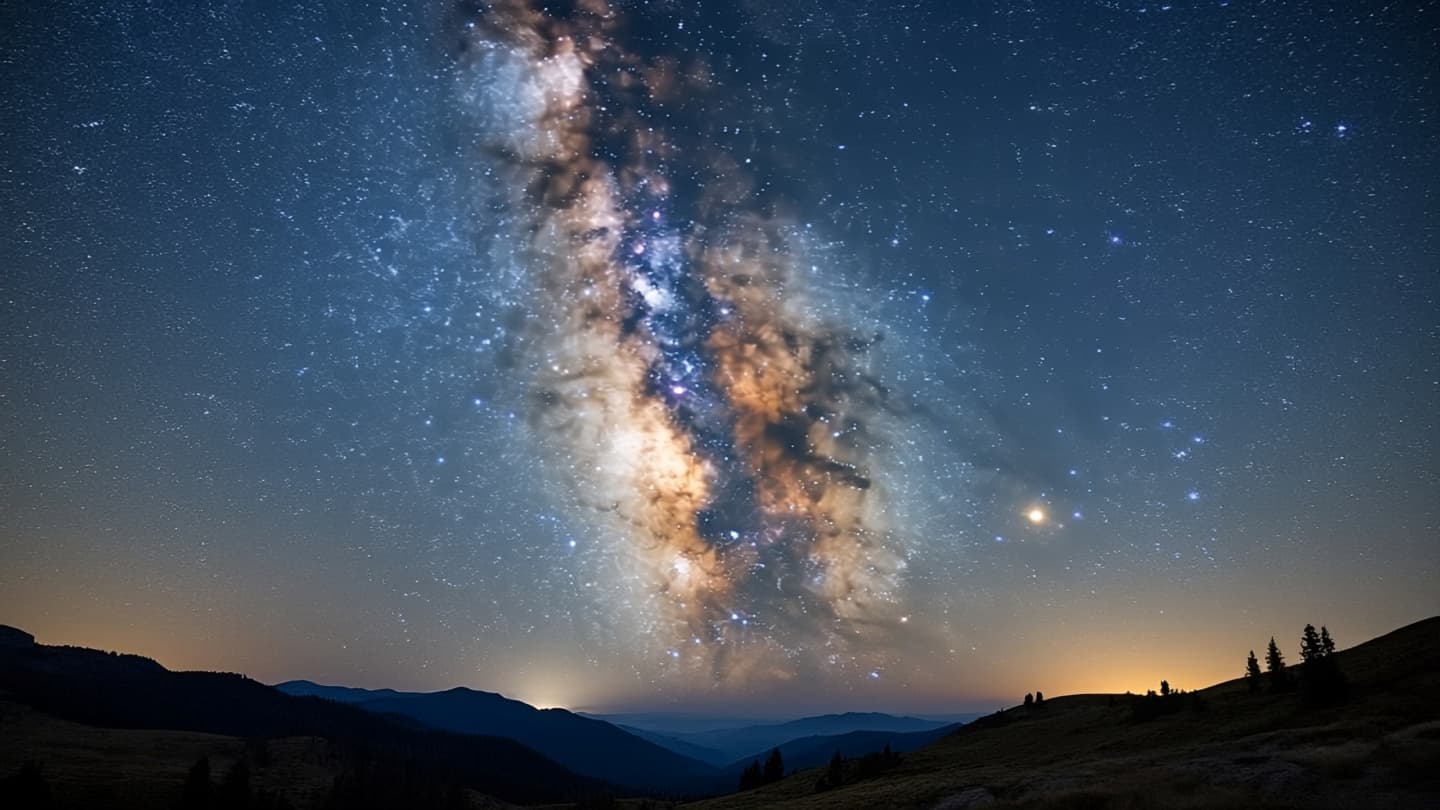 Planets and galaxies align for a stunning night view