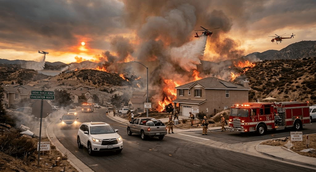 Fast-Moving Wildfire Rages in Santa Clarita: Evacuation Orders Issued as Flames Threaten Homes