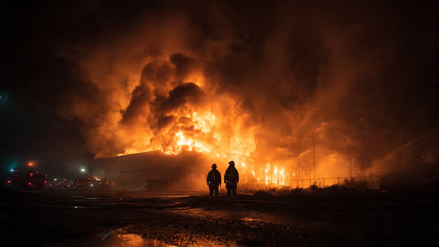 Beneath Orange Skies and Collapsing Roofs, Fire Swept Through Kingston’s Warehouse District Overnight Recently