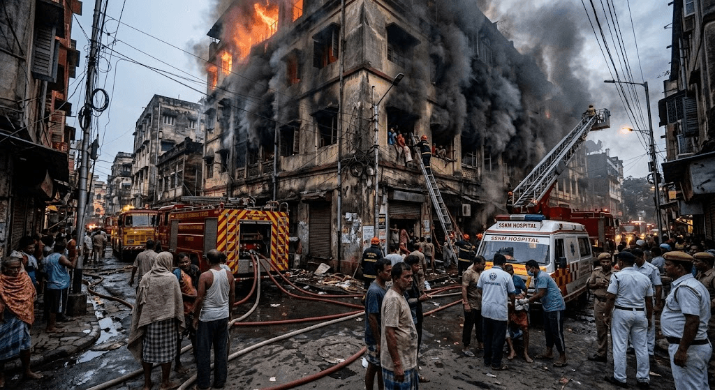 Tragic Central Kolkata Inferno: 4-Year-Old Child Among 9 Dead in Five-Storey Hotel Fire