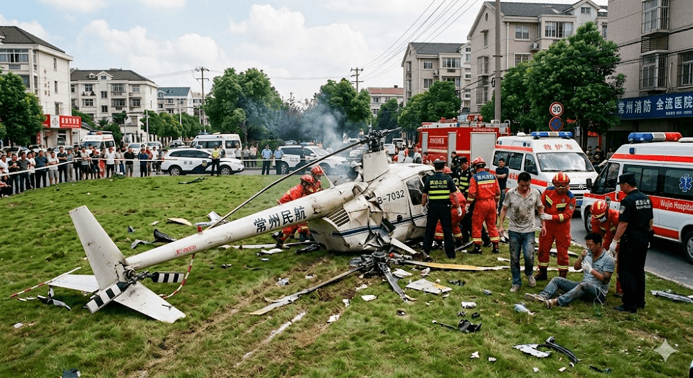 Aviation Disaster in China: Helicopter Crashes During Landing Attempt in Changzhou