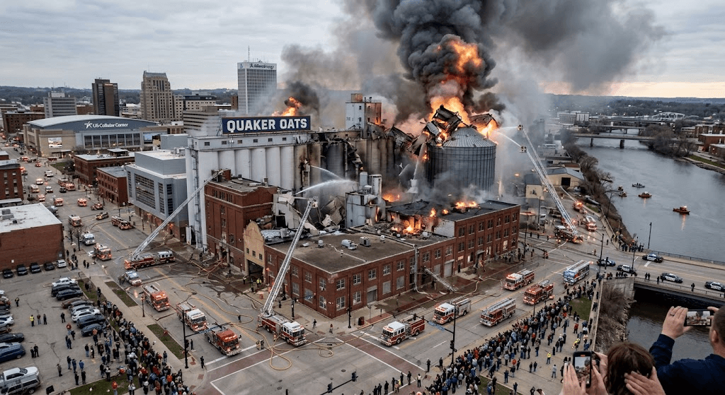 Blaze and Explosion Strike Quaker Oats Plant in Downtown Cedar Rapids
