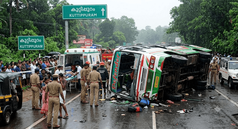 Tragic Kerala Highway Crash: One Dead, 20 Injured as Speeding Bus Overturns in Malappuram