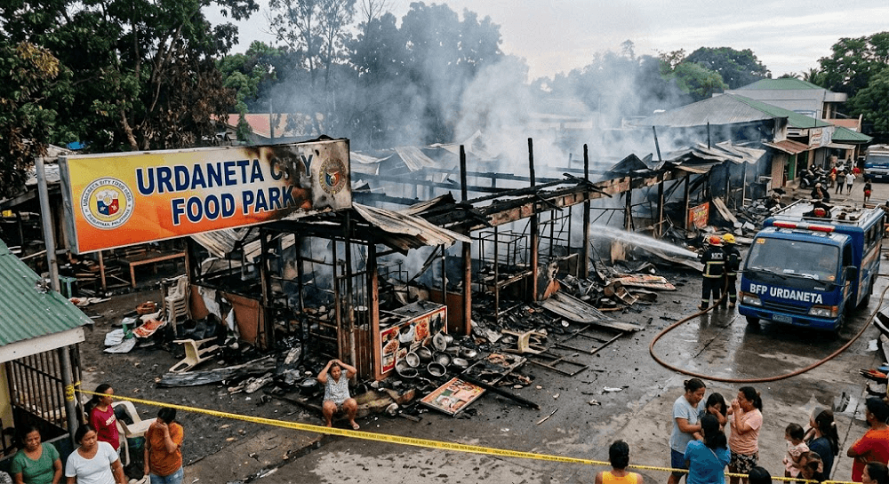 Afternoon Inferno: Devastating Fire Destroys Six Stalls at Urdaneta City Food Park