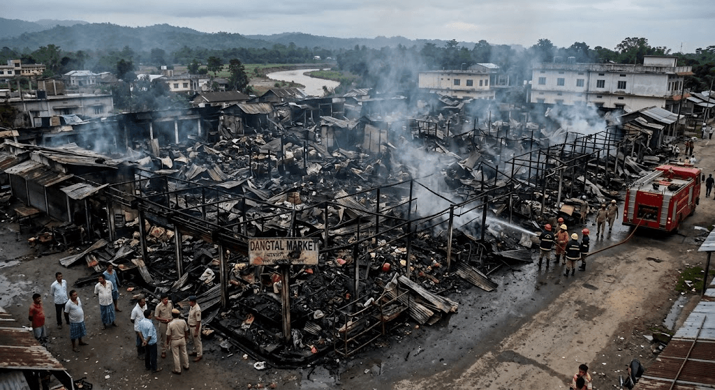 Inferno at Dangtal Market: Massive Fire Guts Over 15 Businesses in Assam’s Chirang District