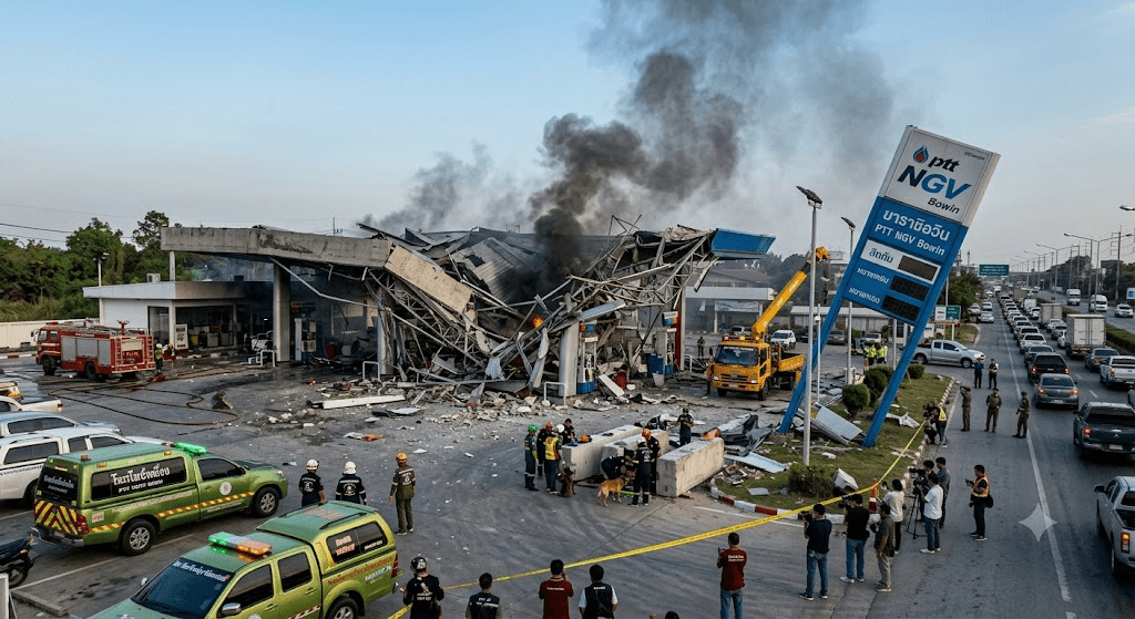 Breaking: Massive NGV Station Explosion Rocks Si Racha District Along Highway 331