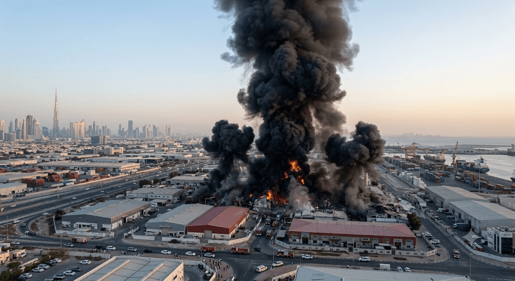 Massive Plume of Smoke Rises Over Dubai Following Series of Loud Explosions