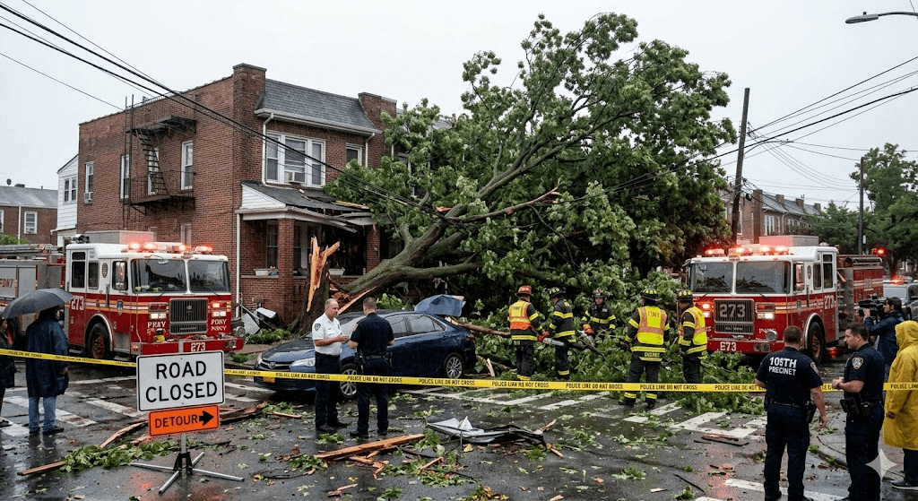 Freak Storm Tragedy: Man Killed by Falling Tree in Queens as Severe Weather Trashes Borough
