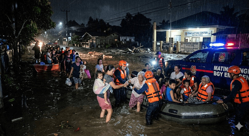 Midnight Rescue: Over 200 Families Flee Flash Floods in Davao City