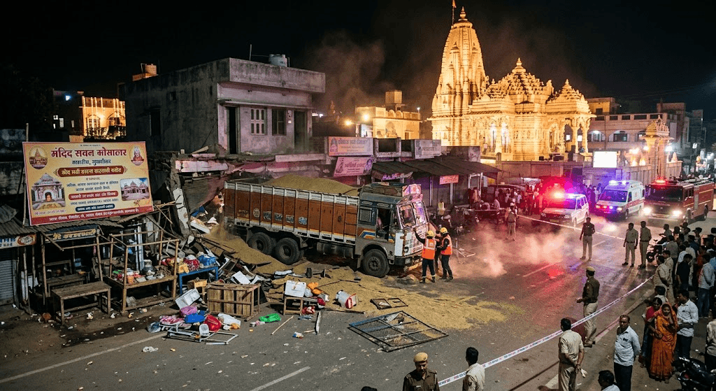 Tragedy in Gwalior: Speeding Truck Crashes Near Sheetla Mata Temple, Leaving 11 Dead and 29 Injured
